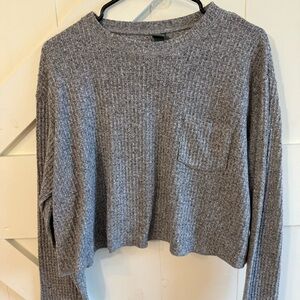Wild Fable Waffle Knit Textured Gray Cropped Sweater Medium